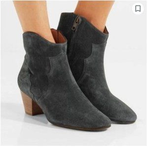 Isabel Marant Dicker Grey Suede Ankle Cowboy Western Booties